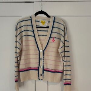 Striped Anchor Cardigan - Cream, Blue, and Pink